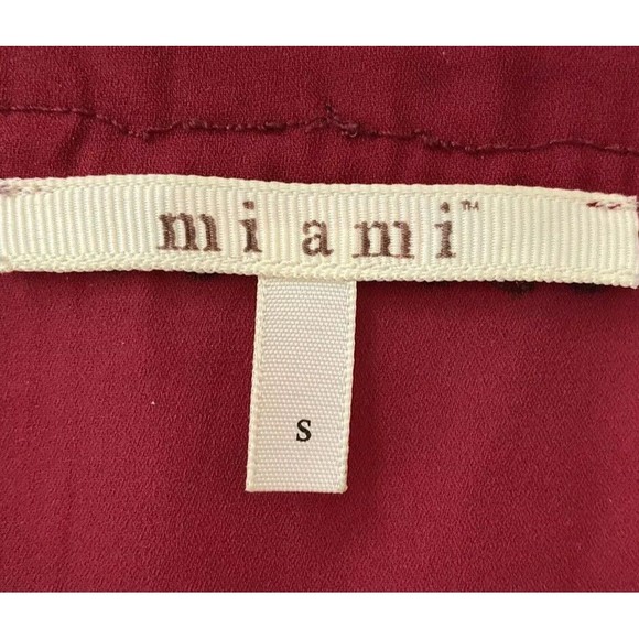 Mi ami Maroon Studded Ruffle Sleeve Blouse Size Small - Picture 3 of 12